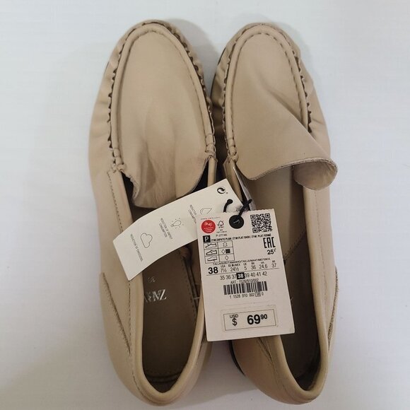 ZARA LOAFERS WITH PLEATS BEIGE SIZE 7.5 1528/910/002 - Picture 10 of 10